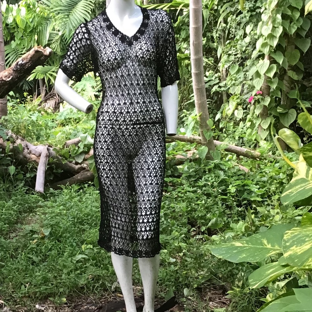 Vintage black crochet Dress